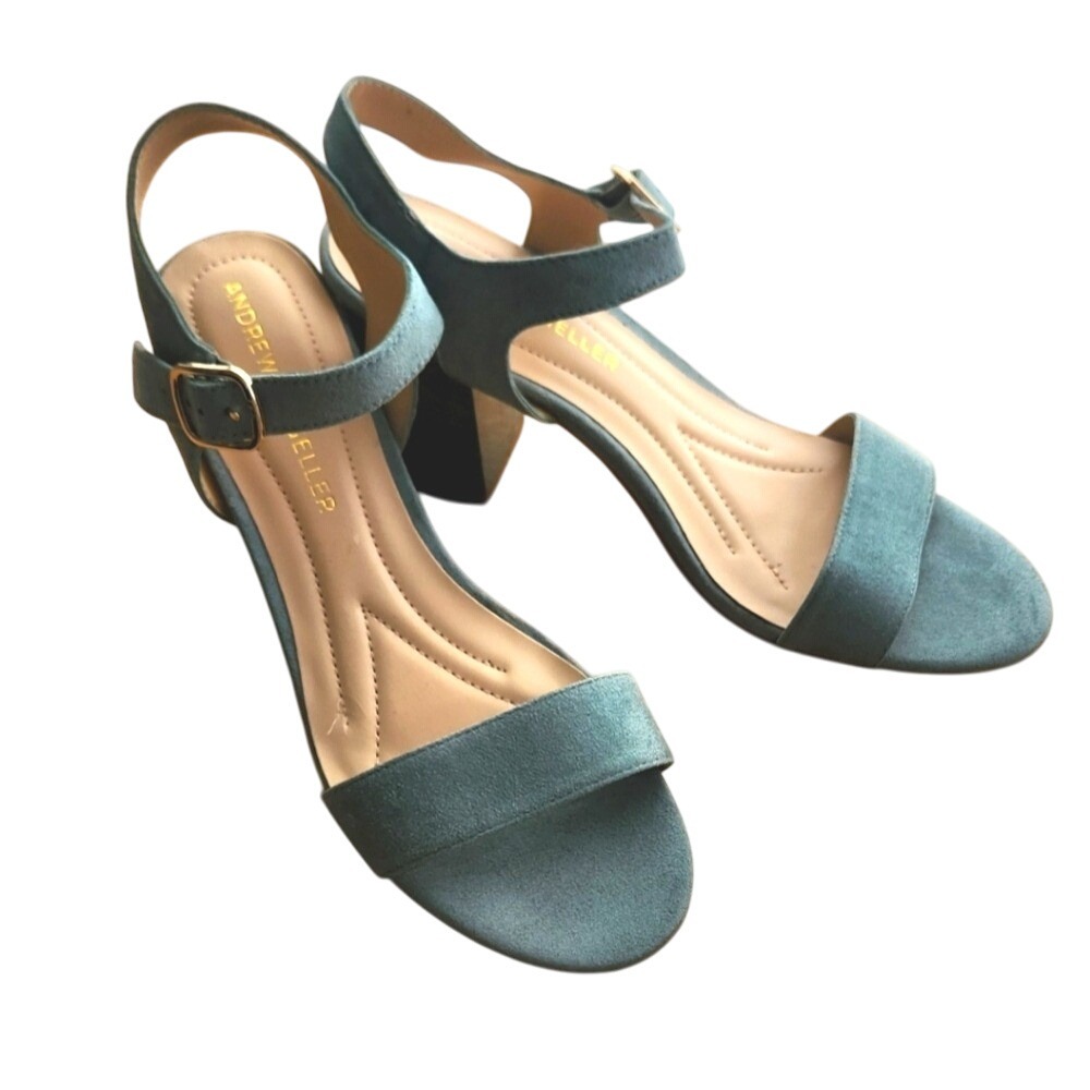 Andrew‎ Geller Green Teal Suede Shoes With Snake Heels 9.5
